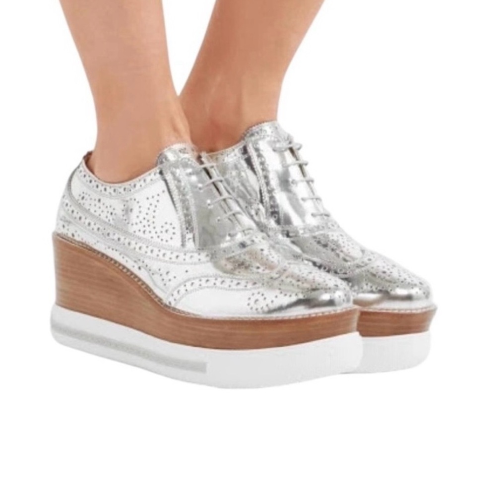 Miu Miu Mirror Silver Platform Sneakers